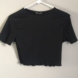 BRAND NEW! Cropped Black Ribbed Tee